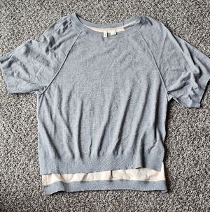 Moth Light Blue Short Sleeve Knit Top